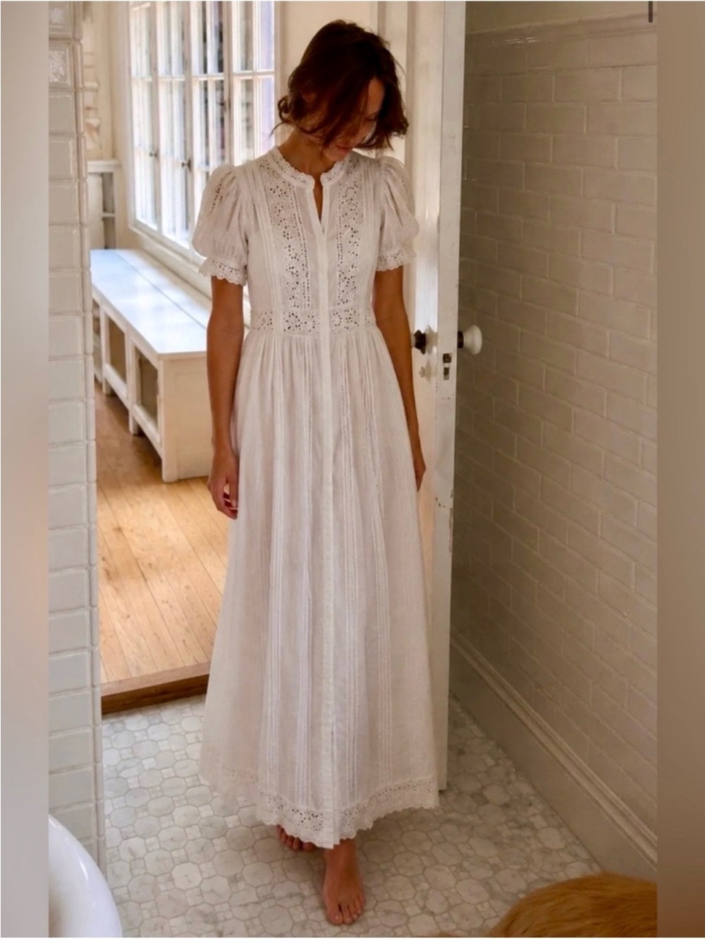 House of Harlow 1960 White Eyelet Lace Cotton Midi Dress XS - Picture 2 of 6